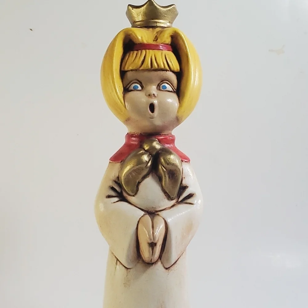 Vintage Ceramic Choir Girl Taper Candle Holder Christmas Figurine,  Candlestick